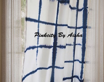 Shibori Sheer Curtain Set/Voile curtains/Bohemian curtains/Window curtain/Bohemian Tie Dye Window Treatments/Transparent curtain for bedroom