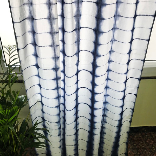 Bohemian curtains/natural Indigo curtain/ Sheer curtain/Shibori curtains/bohemian vintage hand block print/blue curtains/natural curtains