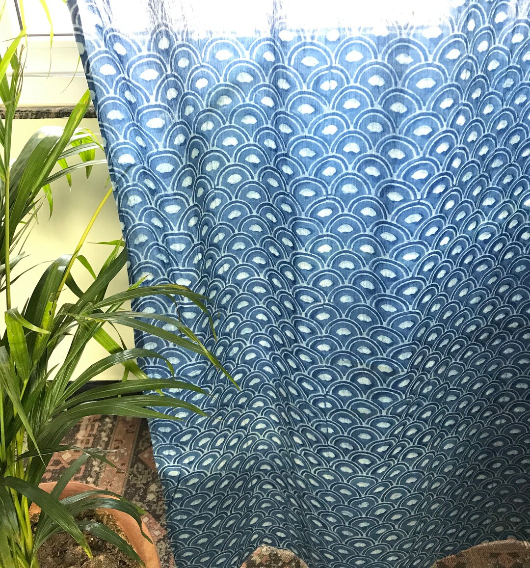 Bohemian Blue Curtains/natural Indigo Curtain/sheer Curtain/window