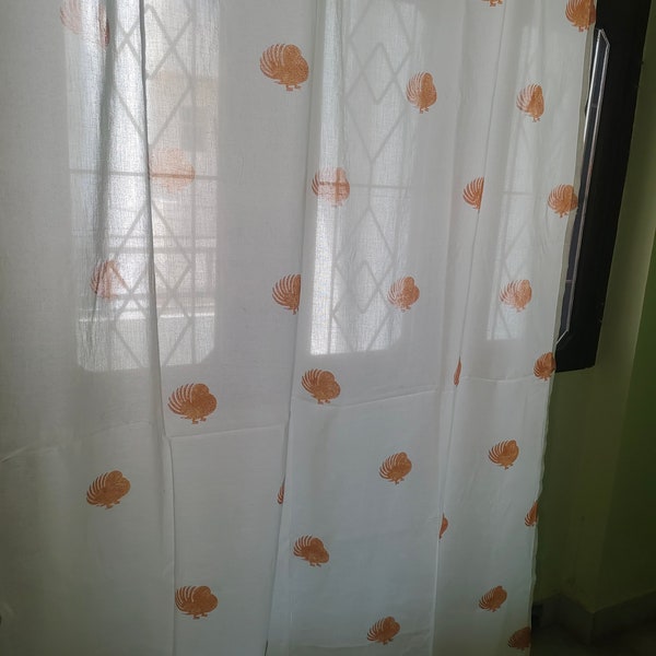 Block print curtains - Natural dye print curtains - Indian curtains/Sheer panels/Bohemian curtains/Window treatment/Free gift Wooden block