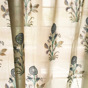 Cotton curtain on sheer fabric with rod pocket curtains/custom panel/indian sheer curtains with bohemian print curtain of block print design