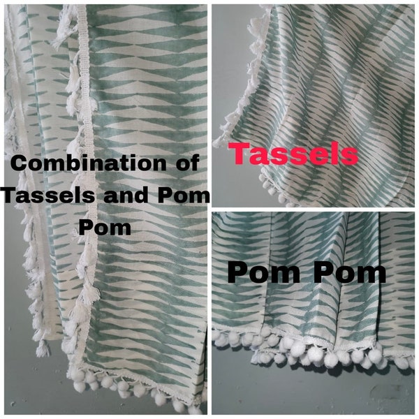 Customize the curtains / Pom Pom curtains / Tassels for Curtains / Minimalist design / Combination of tassels and Pom Pom