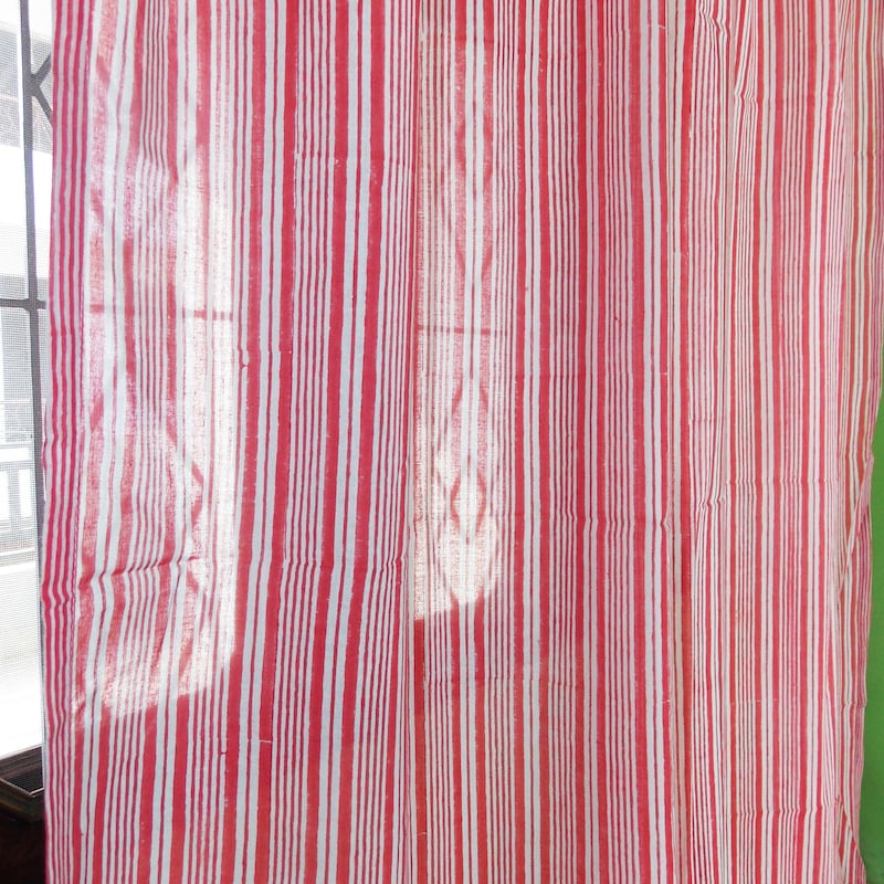 Illustration of Vintage Stripe Window Curtains