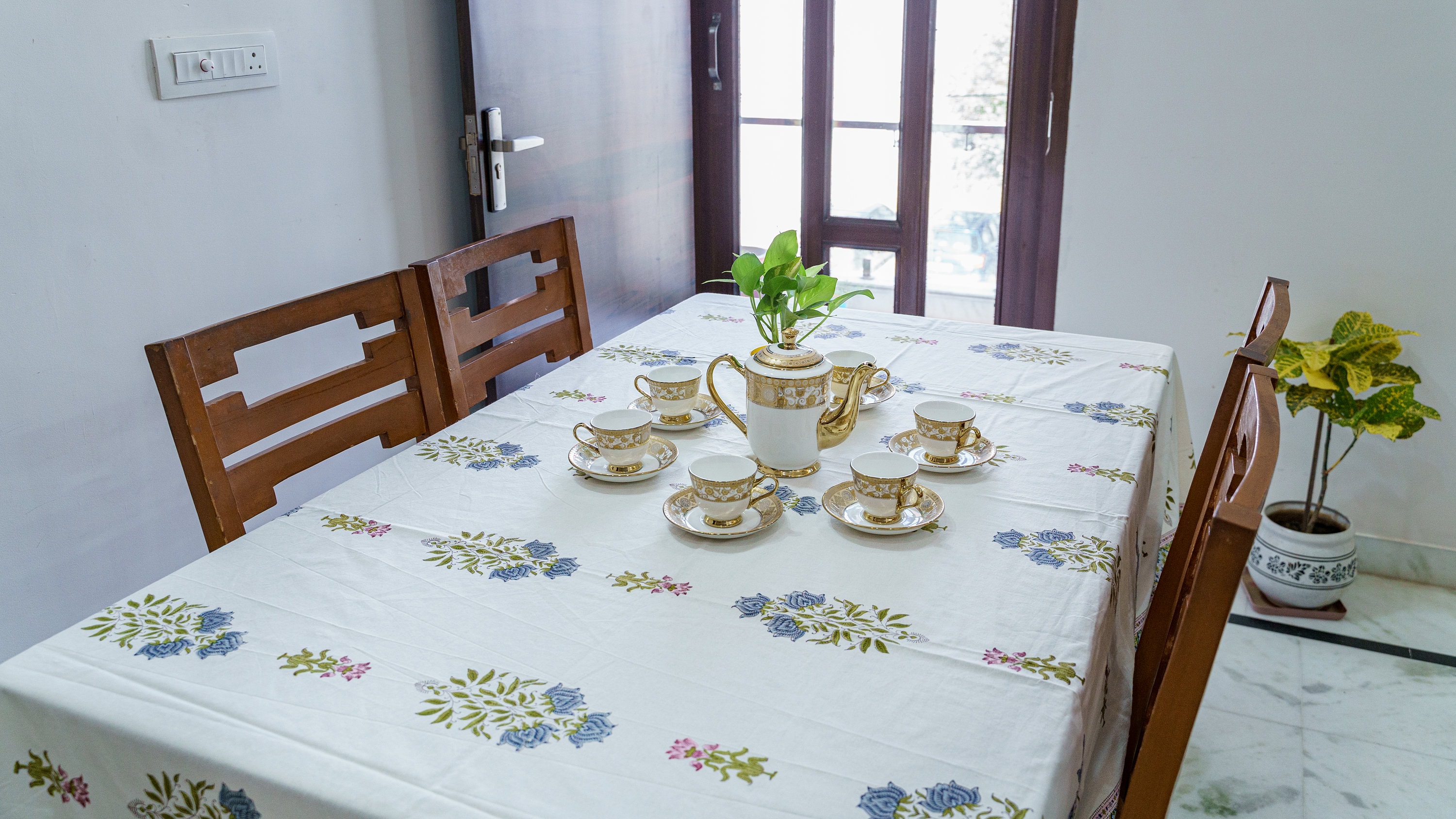 Indian print table cloth of hand block print/Printed tablecloth for dinning table/Table cover of cotton table wear/ block printed tablecloth