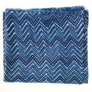 Indigo Dabu Blockprint Cotton Fabric: Floral Dress Material by Metre