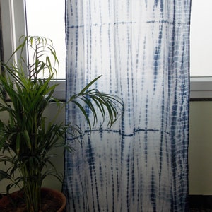 Shibori curtain/Tie dye curtain/ cotton curtain/ sheer curtains/ natural dye curtain/window curtain/window panel/indigo curtain/blue curtain