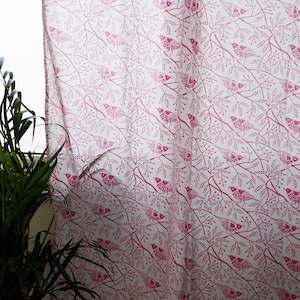 Bohemian curtains/floral print curtains/Indian sheer curtains/Window voile curtain/hand block print curtains for living room/Indian curtains