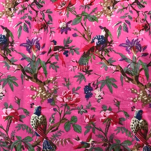 Cotton Curtain/Birds print Curtain/Floral cotton drapes/Boho Curtain/Housewarming Gift/Colourful Decor/Home decor