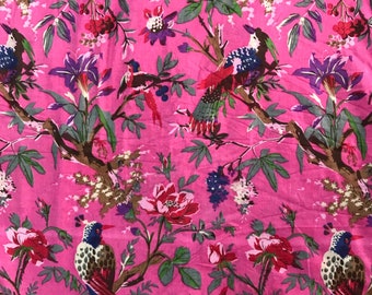 Cotton Curtain/Birds print Curtain/Floral cotton drapes/Boho Curtain/Housewarming Gift/Colourful Decor/Home decor