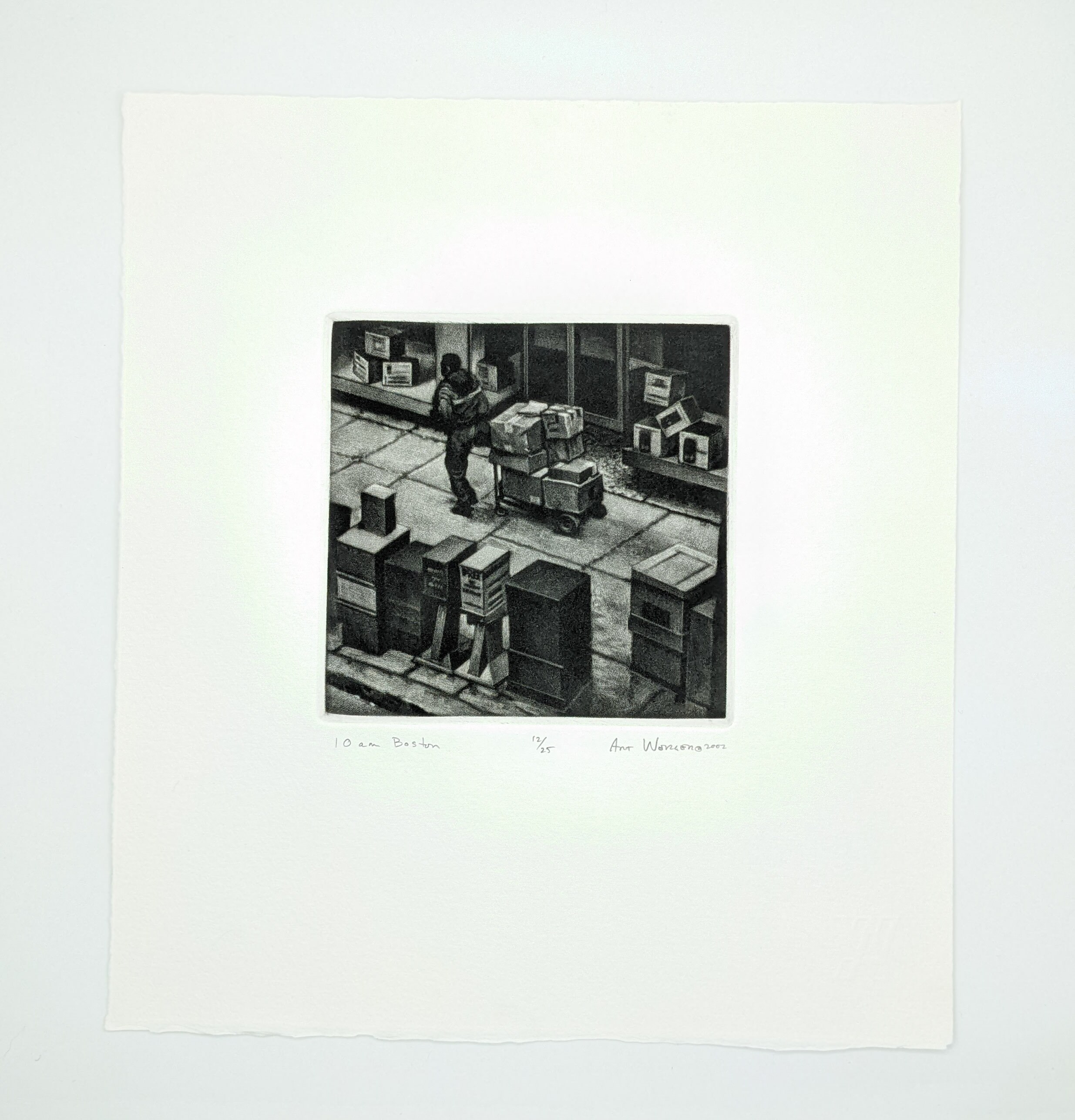 10 A.m. Boston Original Art Werger Mezzotint From the Etsy