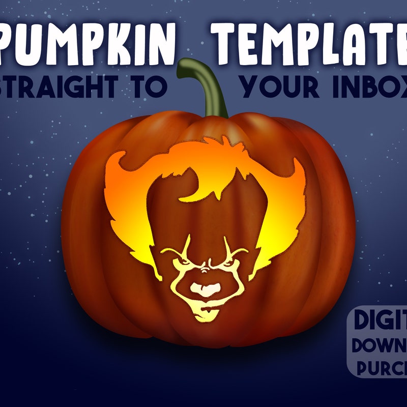 It Clown Pumpkin Stencil Etsy