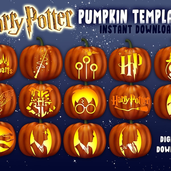 Potter Pumpkin Carving Stencils  | A4 Jack O Lantern Template Patterns