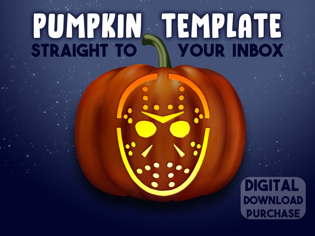 PUMPKIN CARVING STENCIL Jason Voorhees Hockey Mask Template Halloween 