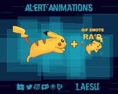 ANIMATED Pokemon Pikachu Alert Premium Bundle Twitch stream assets Discord cute Pokemon animations Kick stream overlay animated Emote