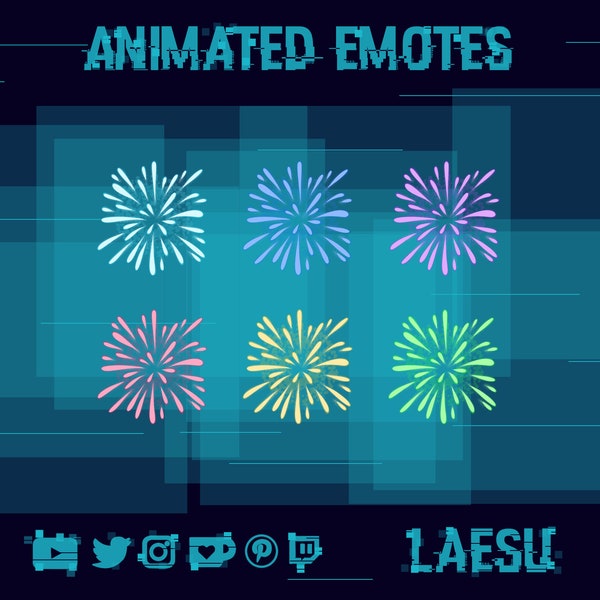New year firework Emote package Twitch Chat assets Discord NY cute emotes Streamlabs stream overlay firework emotes