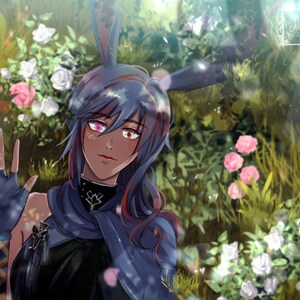 Custom Anime FF14 Art Commission; Fantasy Art, Game Character, Couple image 5