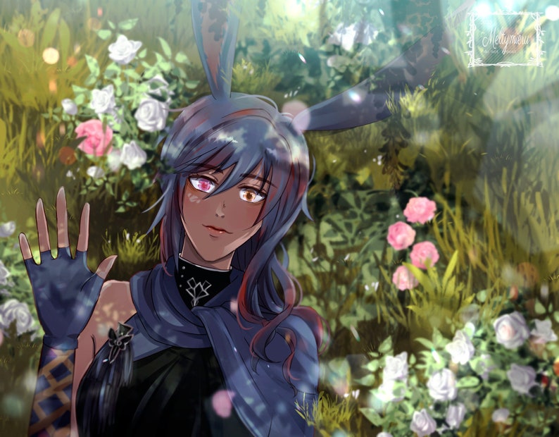 Custom Anime FF14 Art Commission; Fantasy Art, Game Character, Couple image 5