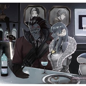 Custom Anime FF14 Art Commission; Fantasy Art, Game Character, Couple image 3