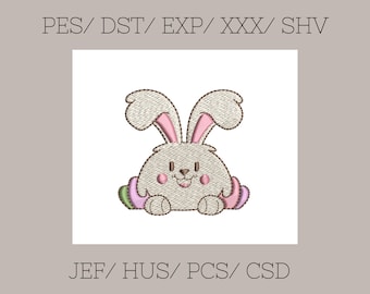 Embroidery  machine files. Ester bunny face with 4 eggs. easter embroidery designs