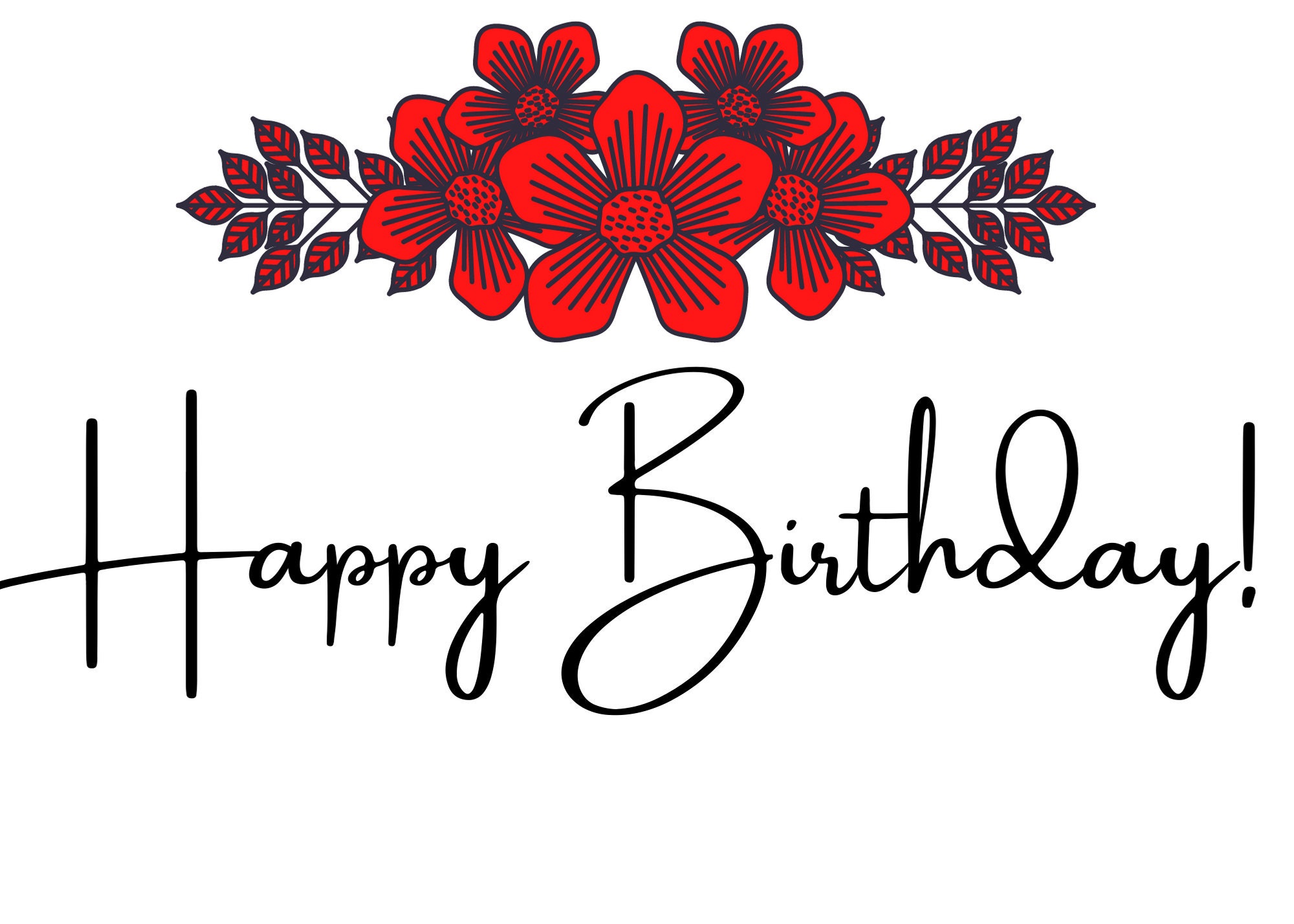 Digital Flower Birthday Card Floral birthday card Editable Etsy