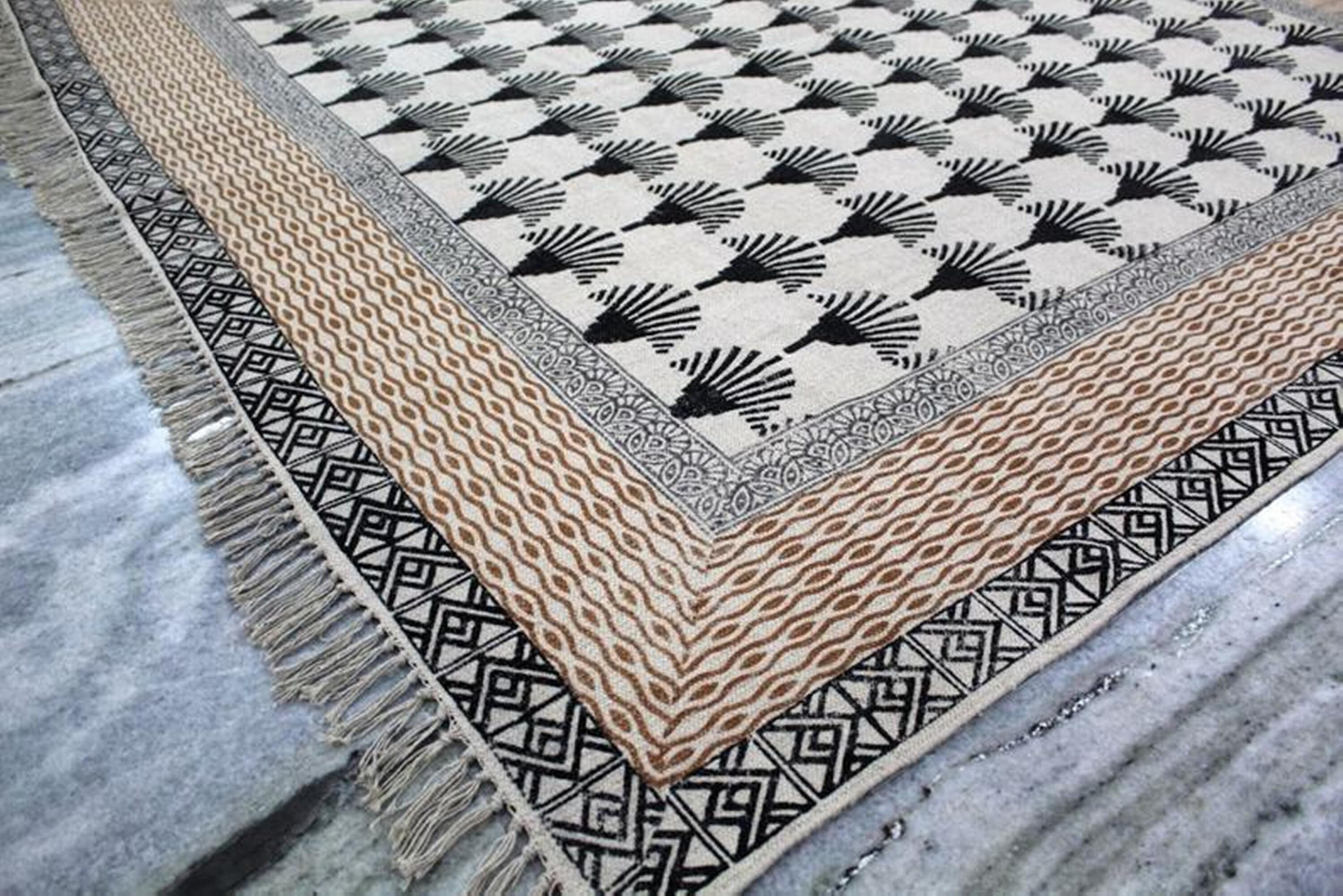 Square Rug 8x8 Hand Block Print Rug Navajo Rug Large area Etsy