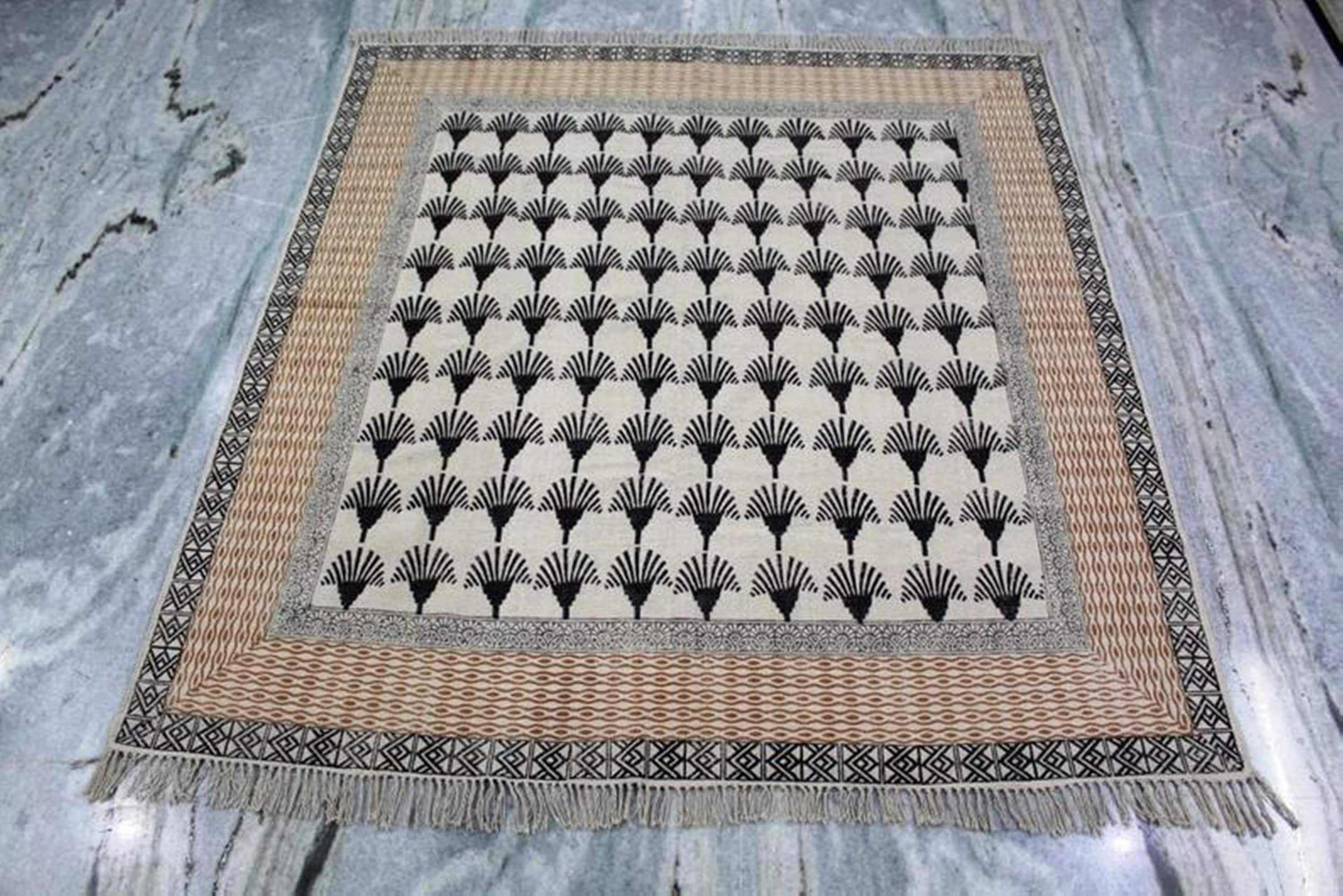 6X6 Square Rug Hand Block Print Rug Outdoor / Indoor Rug Etsy UK