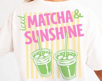 Iced Matcha Sunshine SVG PNG – Girly Summer (Digital Download)