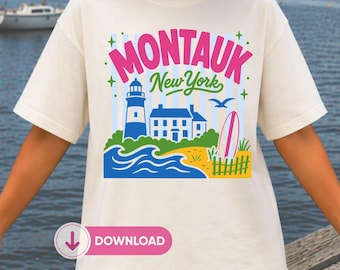 Montauk New York Coastal Lighthouse Beach Design (SVG PNG)