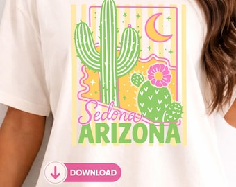 Sedona Arizona Retro Cactus Design – Southwest Desert Graphic (SVG PNG)