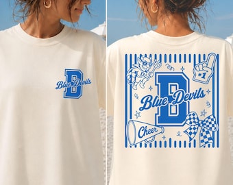 Blue Devis Cheer PNG SVG, School Mascot Cheerleader School Spirit Team Sports Game Day
