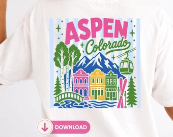 Aspen Colorado Ski Resort Graphic – Mountain Town Winter Travel Design (SVG PNG)