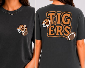Tigers Football PNG Bundle, Tigers Mascot PNG, Football Spirit Shirt Design, School Mascot Sublimation PNG, Game Day Tigers Digital Download