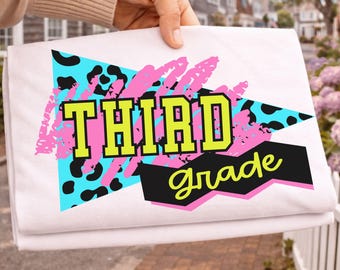 3rd Third Grade Retro 90's PNG graphic download file - DTG, DTF, Sublimation