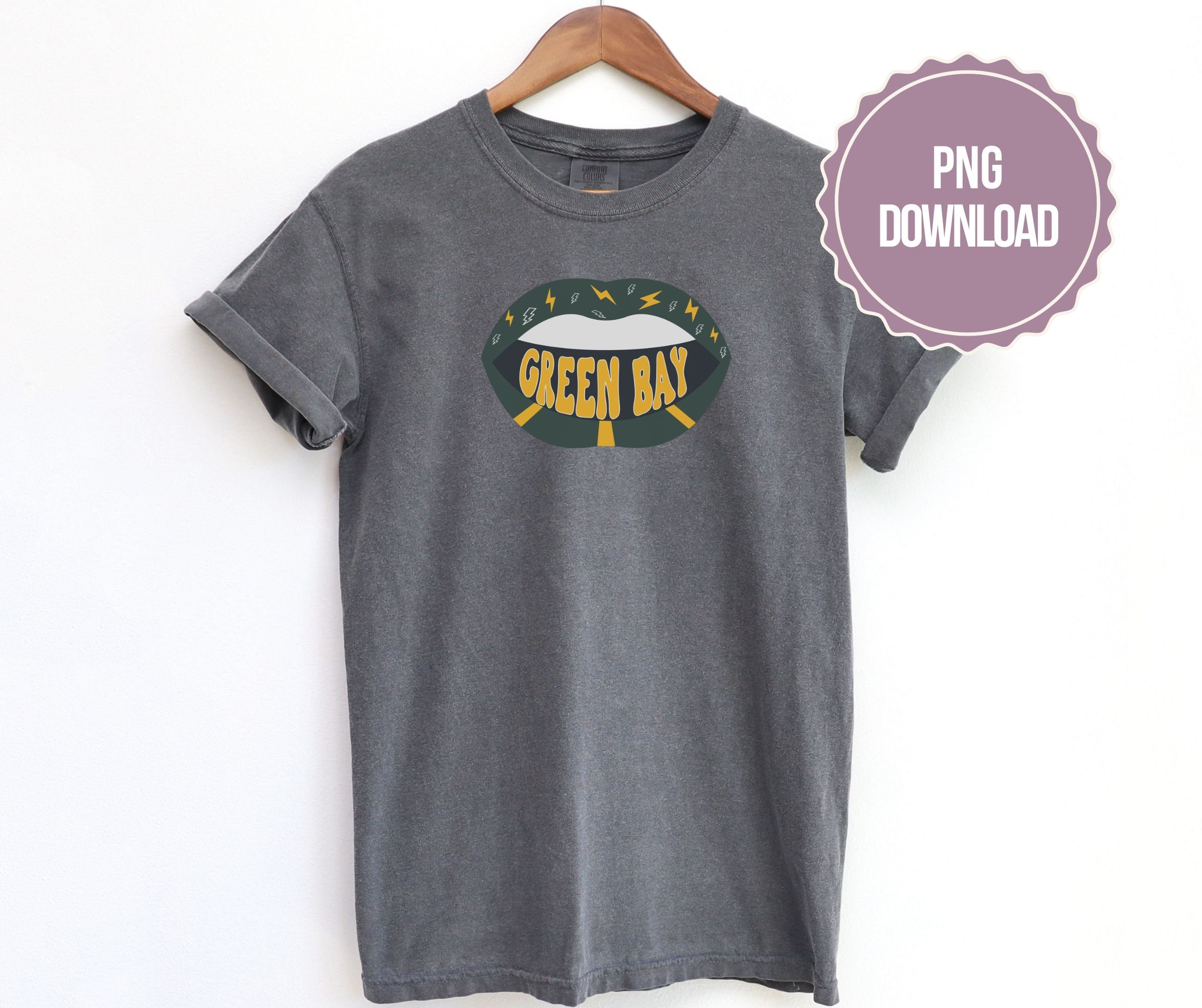 Green Bay Wisconsin Retro Rocker Lips With Text 80's PNG Graphic ...