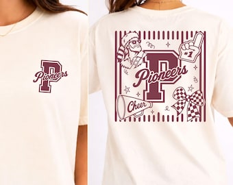Pioneers Cheer SVG PNG Bundle, School Spirit Design for T-Shirts and Game Day Accessories