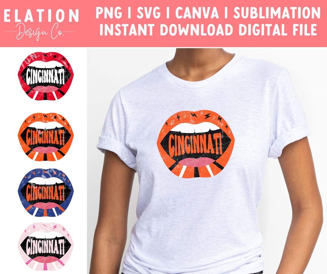 Cincinnati Ohio Retro Rocker Lips With Text 80's Svg and Png Graphic ...