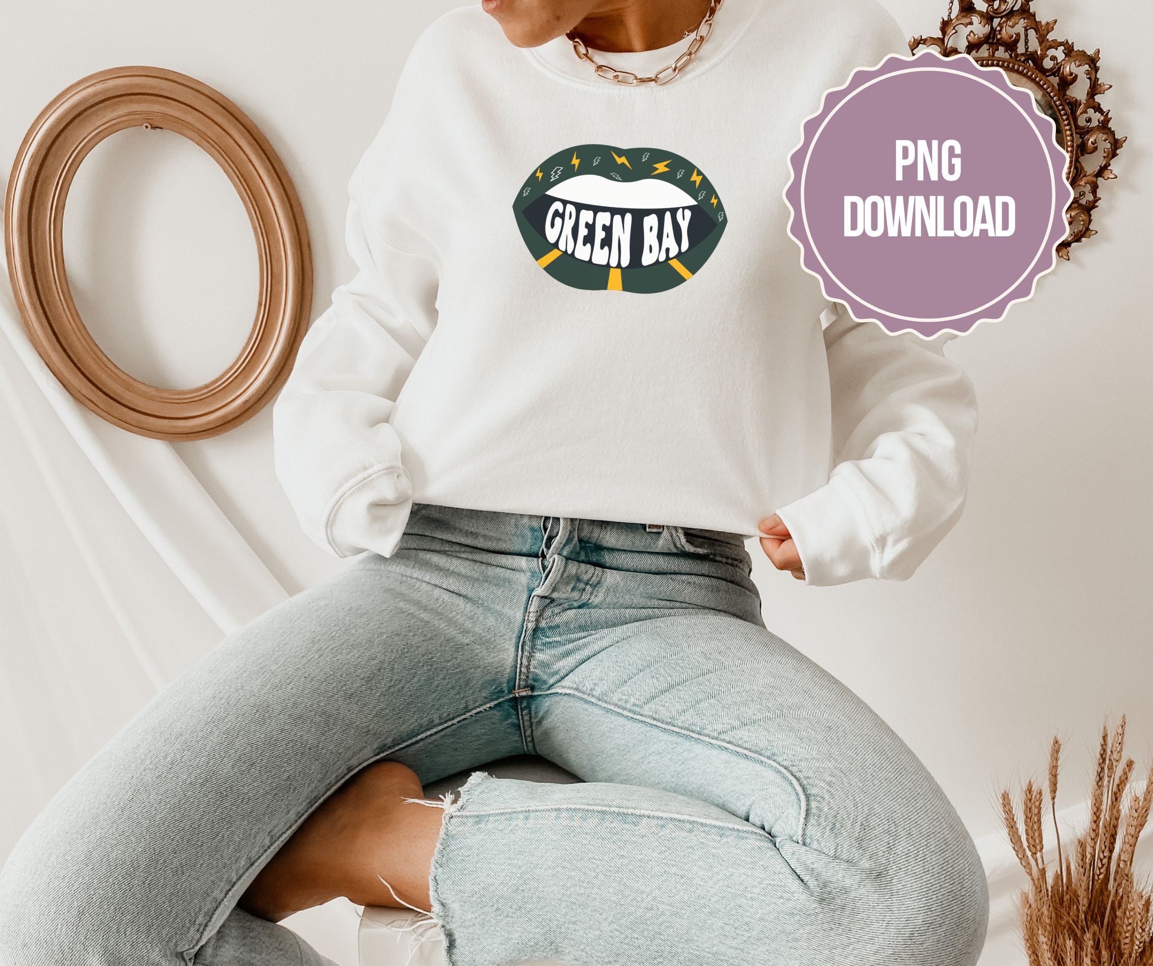Green Bay Wisconsin Retro Rocker Lips With Text 80's PNG Graphic ...