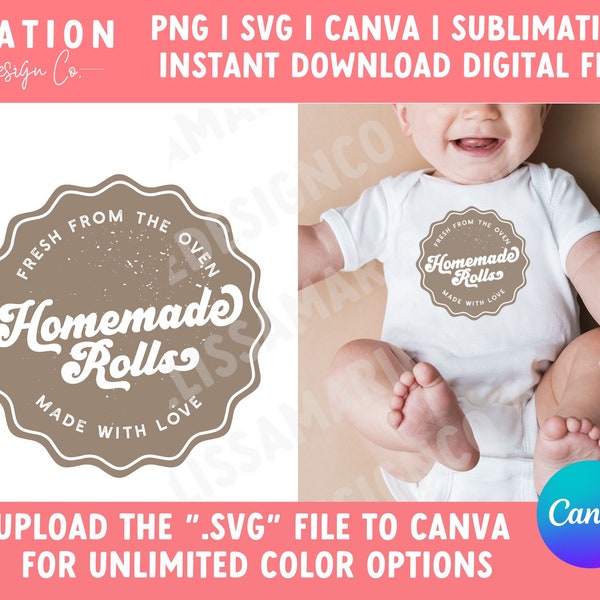 Homemade Rolls Infant svg, png, canva graphic download file - Silhouette, Cricut, Cutting File