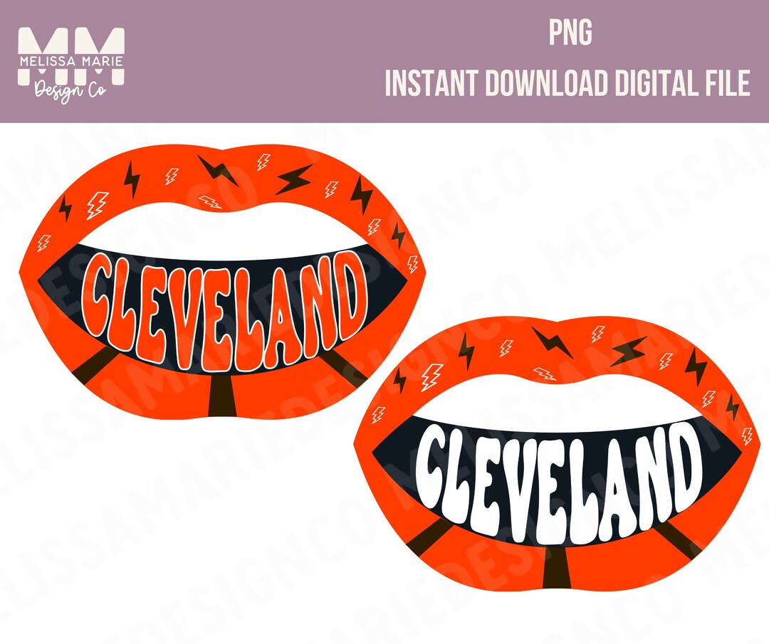 Cleveland Ohio Retro Rocker Lips With Text 80's PNG Graphic Download ...