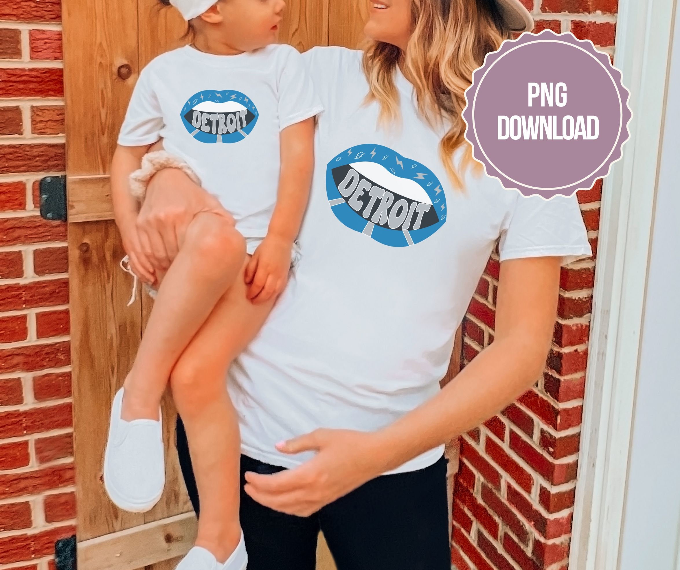 Detroit Michigan Retro Rocker Lips With Text 80's PNG Graphic Download