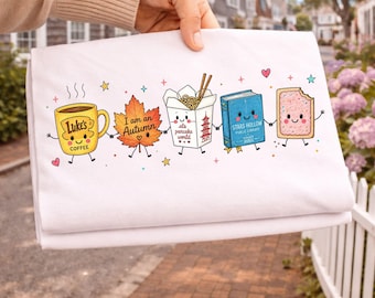 Stars Hollow Fall Inspired PNG Design, Cozy Autumn Coffee & Book Lover Sublimation Art