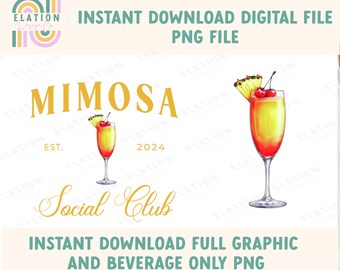 Mimosa Social Club PNG graphic download file - DTG, DTF, Sublimation