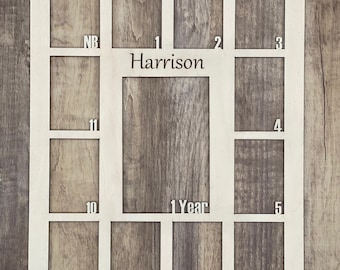 Personalized Baby's First Year Photo Frame Insert - Birch Wood (Fits 11x14 Frame)
