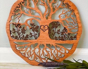 Custom Wooden Tree Wall Decor: Personalized Couples Gift