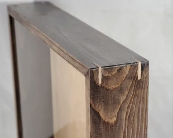 Rustic Handmade Shadow Box with Custom Double Walnut/ Oak Splines Mitered Joint