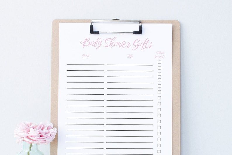 Baby Shower Gift List Pink Verbiage Etsy
