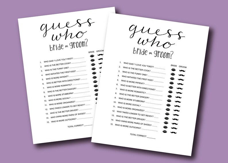 Guess Who Bride or Groom Bridal Shower Game Printable - Etsy