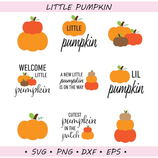 Little Pumpkin Baby Shower Theme SVG Cut Files, Pumpkin Clip Art, Autumn Baby Shower, Fall Party Decor, Cut File for Cricut, Crafting File