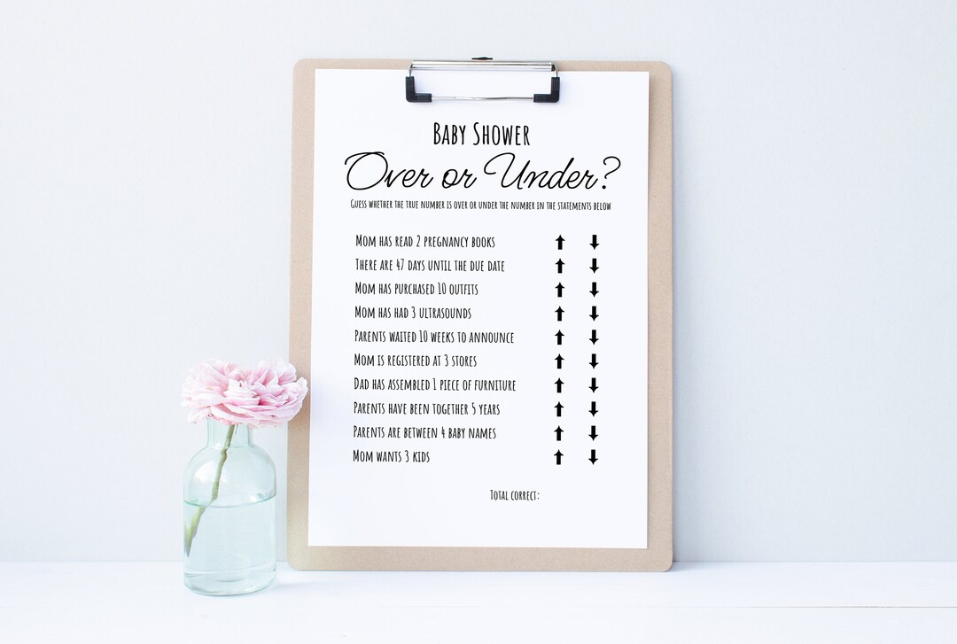 Over or Under Baby Shower Guessing Game, Printable Digital Instant ...