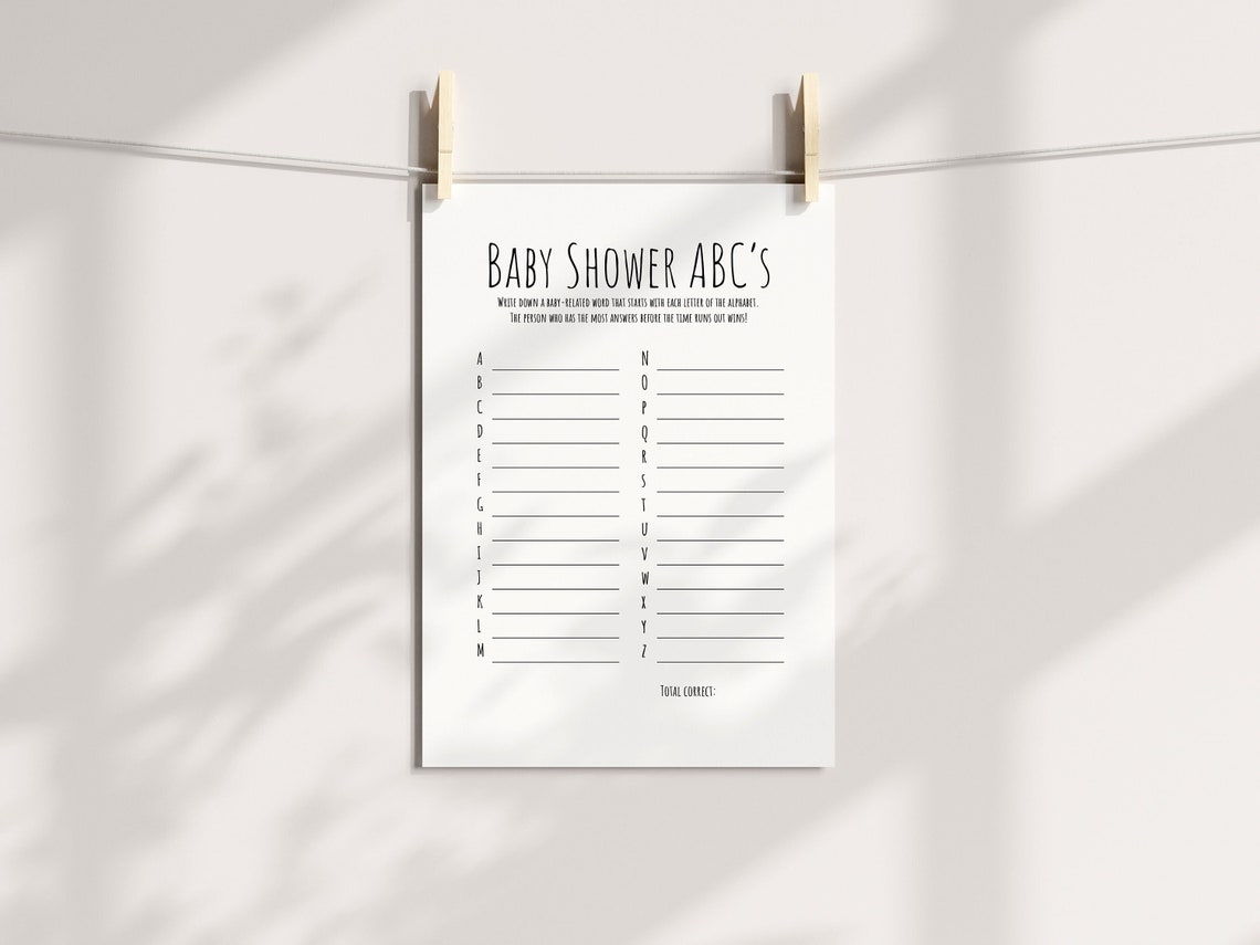 Baby Abc's Baby Shower Game Printable Digital Instant - Etsy